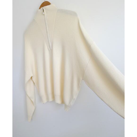 BRUNETTE THE LABEL CANADA Ribbed Knit Half-Zip Popover Sweater S/M NWT $109 - Picture 7 of 15